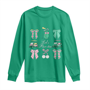 Lets Par-tee Coquette Golf Bows Long Sleeve Shirt Preppy Pink and Green Golf Cart n Bag Golfing Lover Club TS02 Irish Green Print Your Wear