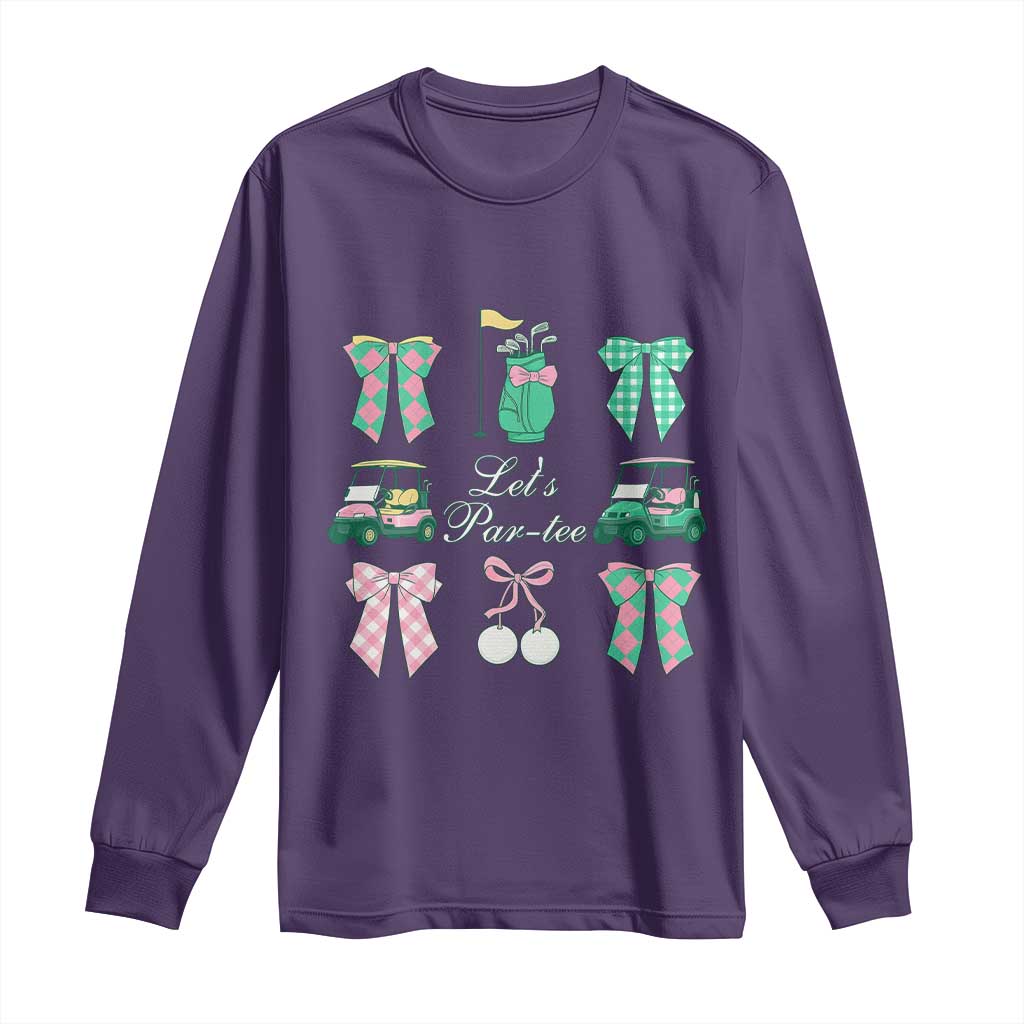 Lets Par-tee Coquette Golf Bows Long Sleeve Shirt Preppy Pink and Green Golf Cart n Bag Golfing Lover Club TS02 Purple Print Your Wear