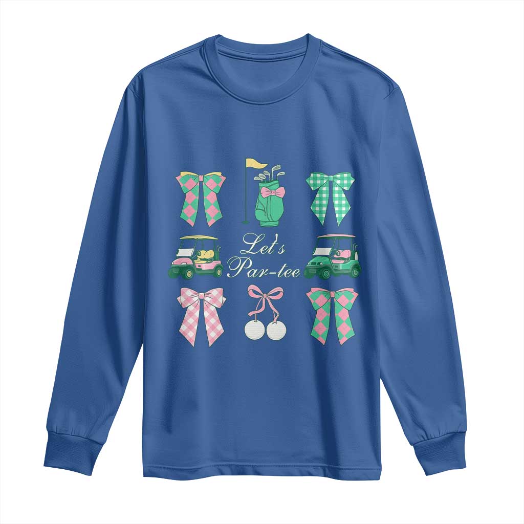 Lets Par-tee Coquette Golf Bows Long Sleeve Shirt Preppy Pink and Green Golf Cart n Bag Golfing Lover Club TS02 Royal Blue Print Your Wear