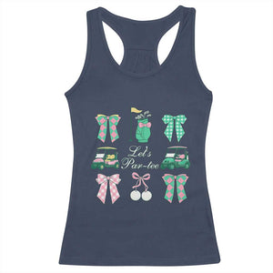 Lets Par-tee Coquette Golf Bows Racerback Tank Top Preppy Pink and Green Golf Cart n Bag Golfing Lover Club TS02 Navy Print Your Wear