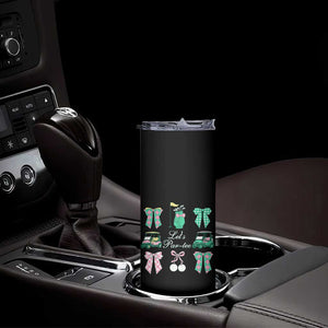 Lets Par-tee Coquette Golf Bows Skinny Tumbler Preppy Pink and Green Golf Cart n Bag Golfing Lover Club TS02 Print Your Wear