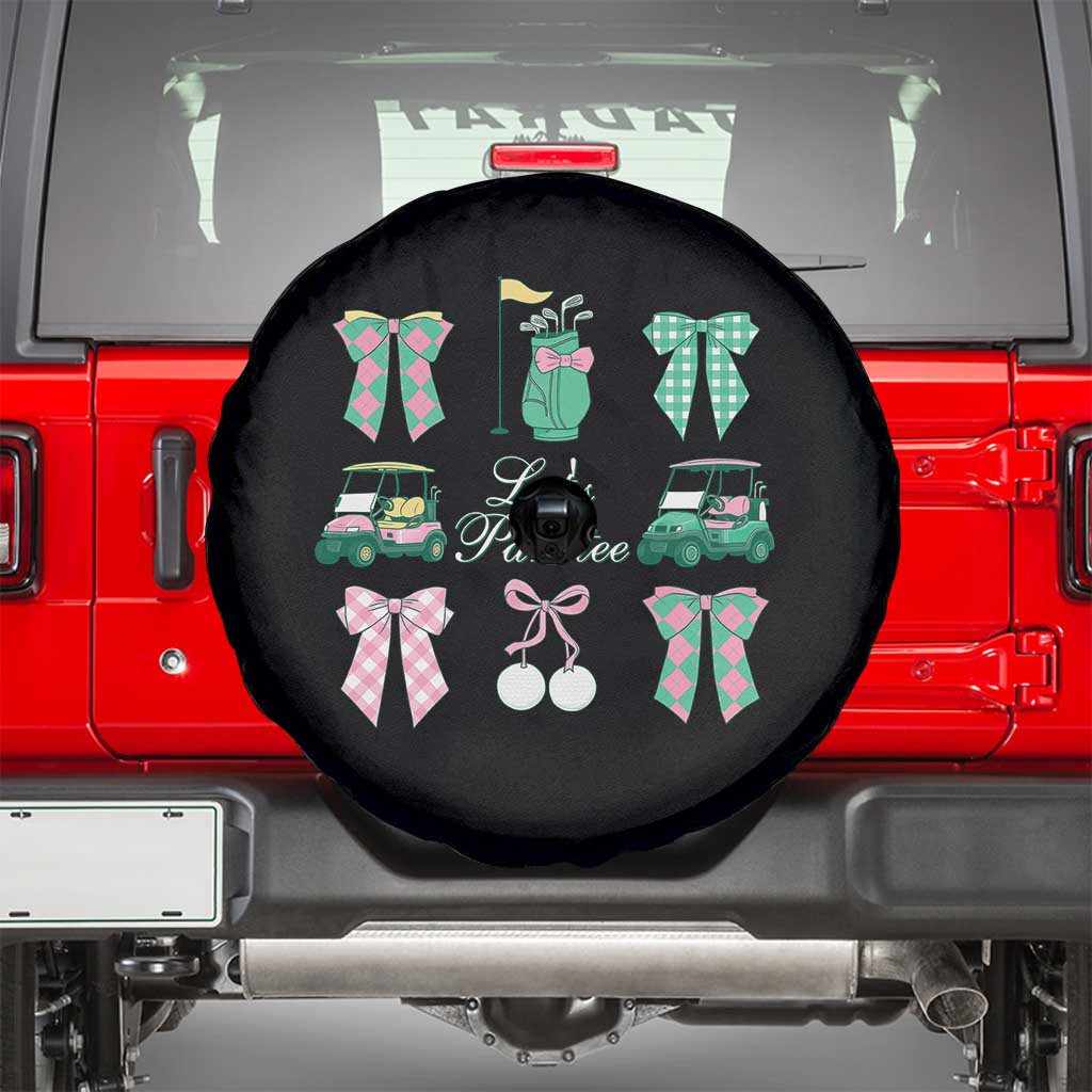 Lets Par-tee Coquette Golf Bows Spare Tire Cover Preppy Pink and Green Golf Cart n Bag Golfing Lover Club TS02 Black Print Your Wear