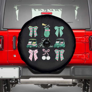 Lets Par-tee Coquette Golf Bows Spare Tire Cover Preppy Pink and Green Golf Cart n Bag Golfing Lover Club TS02 Black Print Your Wear