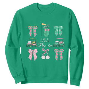Lets Par-tee Coquette Golf Bows Sweatshirt Preppy Pink and Green Golf Cart n Bag Golfing Lover Club TS02 Irish Green Print Your Wear