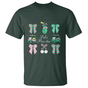 Lets Par-tee Coquette Golf Bows T Shirt Preppy Pink and Green Golf Cart n Bag Golfing Lover Club TS02 Dark Forest Green Print Your Wear