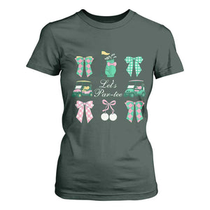 Lets Par-tee Coquette Golf Bows T Shirt For Women Preppy Pink and Green Golf Cart n Bag Golfing Lover Club TS02 Dark Forest Green Print Your Wear
