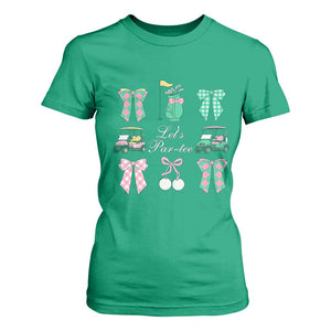Lets Par-tee Coquette Golf Bows T Shirt For Women Preppy Pink and Green Golf Cart n Bag Golfing Lover Club TS02 Irish Green Print Your Wear