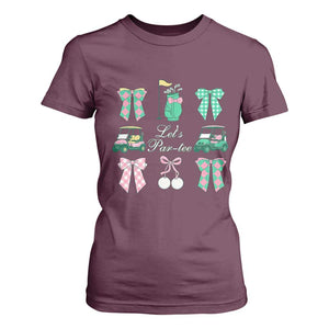 Lets Par-tee Coquette Golf Bows T Shirt For Women Preppy Pink and Green Golf Cart n Bag Golfing Lover Club TS02 Maroon Print Your Wear