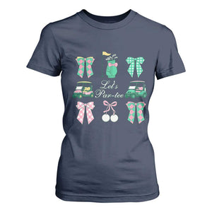 Lets Par-tee Coquette Golf Bows T Shirt For Women Preppy Pink and Green Golf Cart n Bag Golfing Lover Club TS02 Navy Print Your Wear