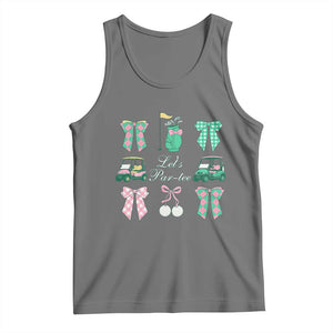 Lets Par-tee Coquette Golf Bows Tank Top Preppy Pink and Green Golf Cart n Bag Golfing Lover Club TS02 Black Heather Print Your Wear