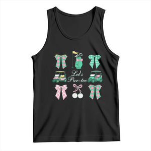 Lets Par-tee Coquette Golf Bows Tank Top Preppy Pink and Green Golf Cart n Bag Golfing Lover Club TS02 Black Print Your Wear