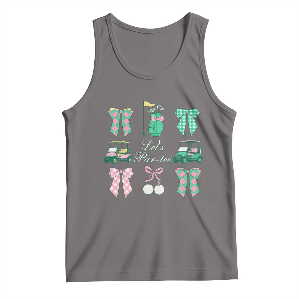 Lets Par-tee Coquette Golf Bows Tank Top Preppy Pink and Green Golf Cart n Bag Golfing Lover Club TS02 Deep Heather Print Your Wear