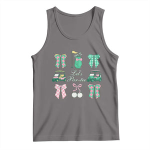 Lets Par-tee Coquette Golf Bows Tank Top Preppy Pink and Green Golf Cart n Bag Golfing Lover Club TS02 Deep Heather Print Your Wear