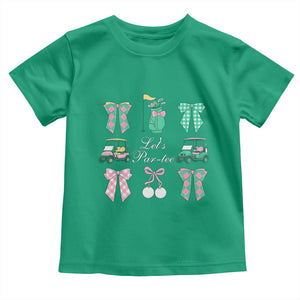 Lets Par-tee Coquette Golf Bows Toddler T Shirt Preppy Pink and Green Golf Cart n Bag Golfing Lover Club TS02 Irish Green Print Your Wear