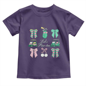 Lets Par-tee Coquette Golf Bows Toddler T Shirt Preppy Pink and Green Golf Cart n Bag Golfing Lover Club TS02 Purple Print Your Wear