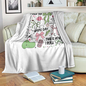 Lets Par-tee Coquette Golf Bows Throw Blanket Pink and Green Gear Girls Game Day Golfing Tradition TS02 Print Your Wear