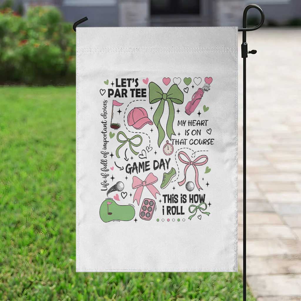 Lets Par-tee Coquette Golf Bows Garden Flag Pink and Green Gear Girls Game Day Golfing Tradition TS02 Print Your Wear