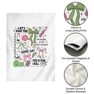 Lets Par-tee Coquette Golf Bows Garden Flag Pink and Green Gear Girls Game Day Golfing Tradition TS02 Print Your Wear