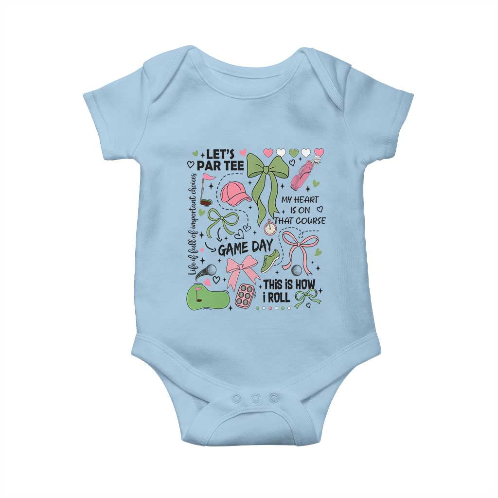 Lets Par-tee Coquette Golf Bows Baby Onesie Pink and Green Gear Girls Game Day Golfing Tradition TS02 Light Blue Print Your Wear