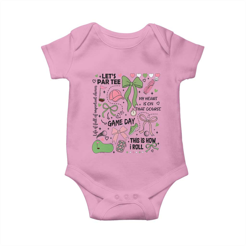Lets Par-tee Coquette Golf Bows Baby Onesie Pink and Green Gear Girls Game Day Golfing Tradition TS02 Light Pink Print Your Wear