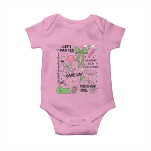 Lets Par-tee Coquette Golf Bows Baby Onesie Pink and Green Gear Girls Game Day Golfing Tradition TS02 Light Pink Print Your Wear