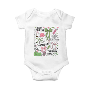 Lets Par-tee Coquette Golf Bows Baby Onesie Pink and Green Gear Girls Game Day Golfing Tradition TS02 White Print Your Wear