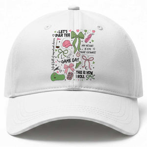 Lets Par-tee Coquette Golf Bows Baseball Cap Pink and Green Gear Girls Game Day Golfing Tradition TS02 Print Your Wear