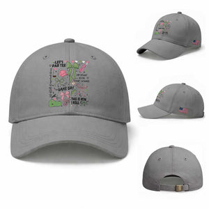 Lets Par-tee Coquette Golf Bows Baseball Cap Pink and Green Gear Girls Game Day Golfing Tradition TS02 Baseball Cap Universal Fit Sport Gray Print Your Wear