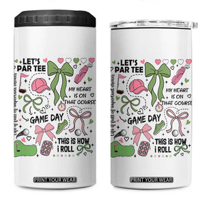 Lets Par-tee Coquette Golf Bows 4 in 1 Can Cooler Tumbler Pink and Green Gear Girls Game Day Golfing Tradition TS02 One Size: 16 oz White Print Your Wear
