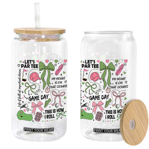 Lets Par-tee Coquette Golf Bows Glass Can Pink and Green Gear Girls Game Day Golfing Tradition TS02 Print Your Wear