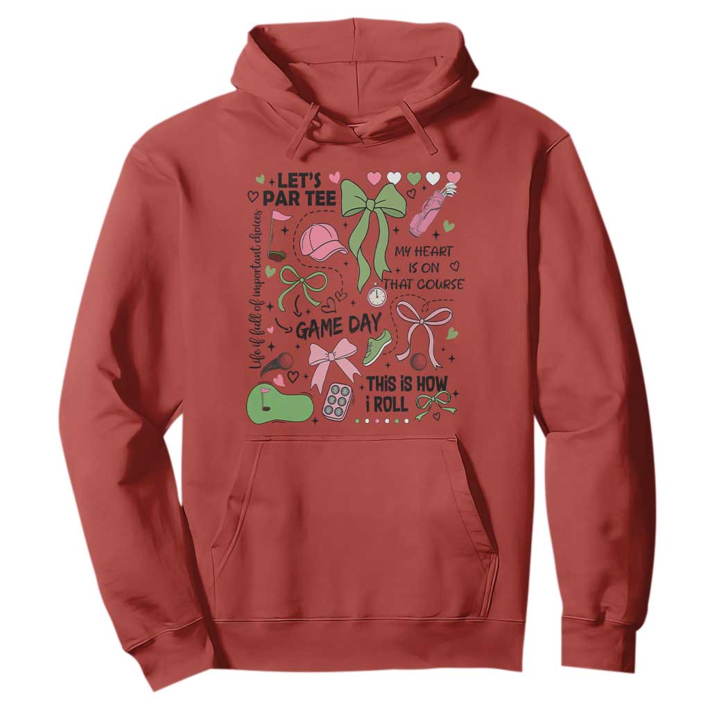 Lets Par-tee Coquette Golf Bows Hoodie Pink and Green Gear Girls Game Day Golfing Tradition TS02 Red Print Your Wear