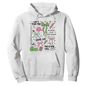 Lets Par-tee Coquette Golf Bows Hoodie Pink and Green Gear Girls Game Day Golfing Tradition TS02 White Print Your Wear