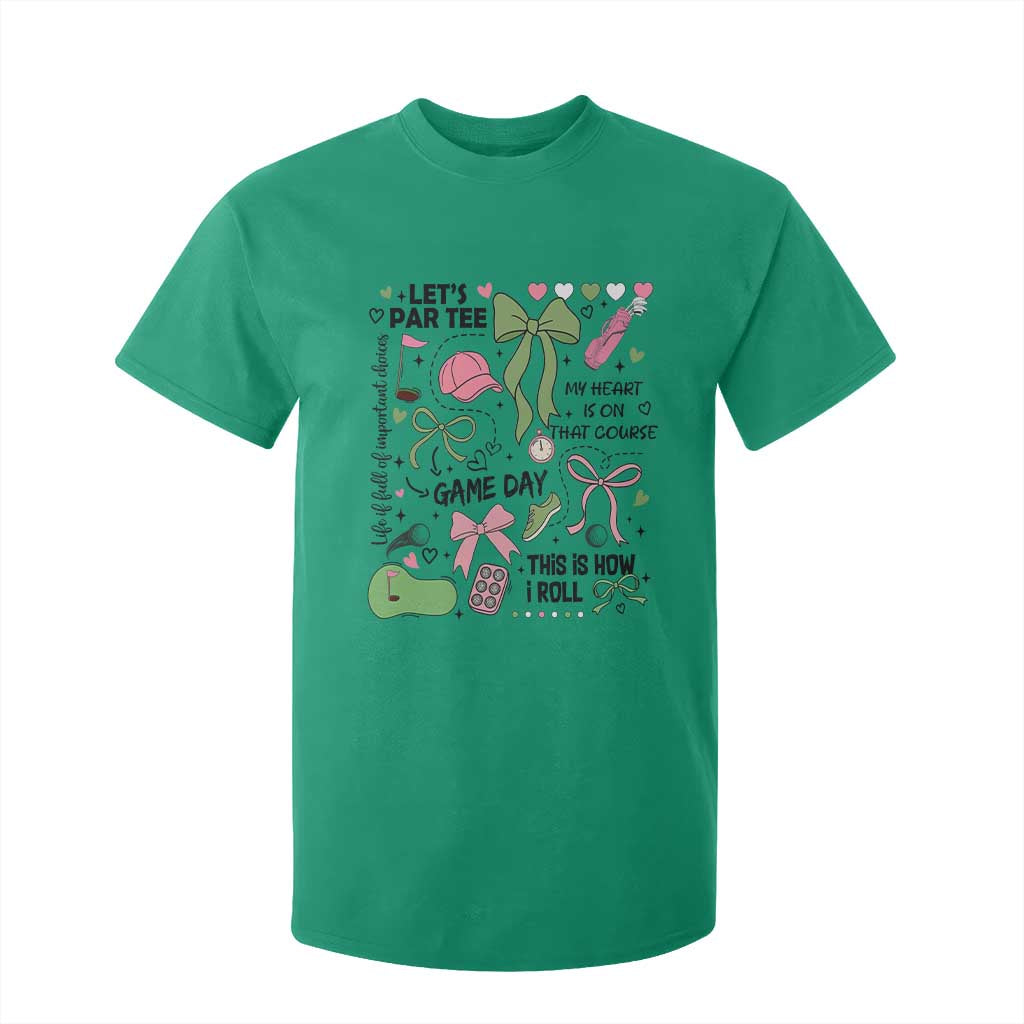Lets Par-tee Coquette Golf Bows T Shirt For Kid Pink and Green Gear Girls Game Day Golfing Tradition TS02 Irish Green Print Your Wear