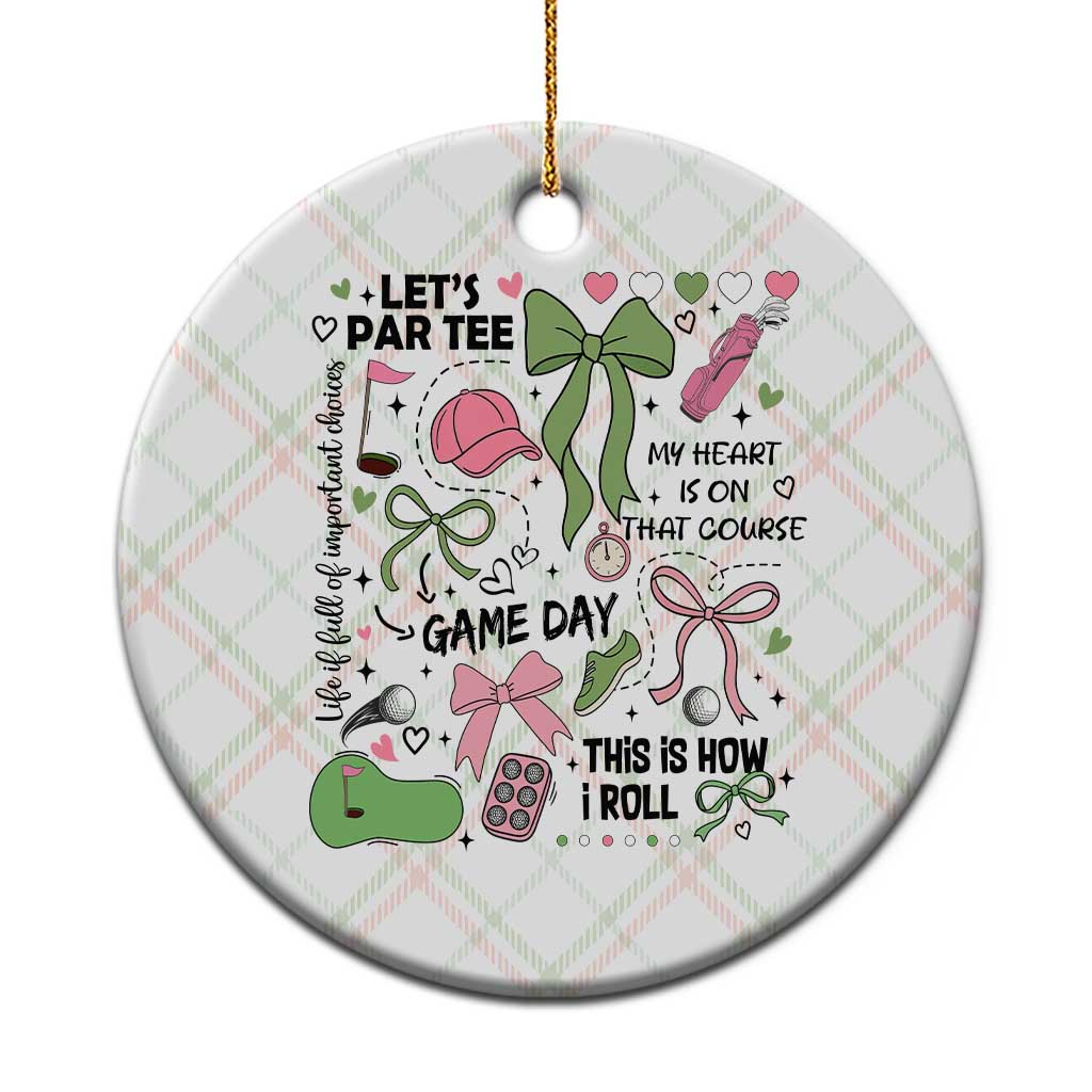 Lets Par-tee Coquette Golf Bows Ceramic Ornament Pink and Green Gear Girls Game Day Golfing Tradition TS02 1pc Christmas Plaid Print Your Wear