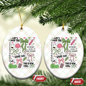 Lets Par-tee Coquette Golf Bows Ceramic Ornament Pink and Green Gear Girls Game Day Golfing Tradition TS02 Print Your Wear