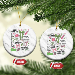 Lets Par-tee Coquette Golf Bows Ceramic Ornament Pink and Green Gear Girls Game Day Golfing Tradition TS02 1pc White Marble Print Your Wear