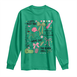 Lets Par-tee Coquette Golf Bows Long Sleeve Shirt Pink and Green Gear Girls Game Day Golfing Tradition TS02 Irish Green Print Your Wear