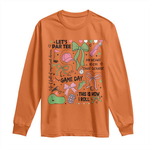 Lets Par-tee Coquette Golf Bows Long Sleeve Shirt Pink and Green Gear Girls Game Day Golfing Tradition TS02 Orange Print Your Wear