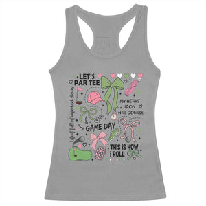 Lets Par-tee Coquette Golf Bows Racerback Tank Top Pink and Green Gear Girls Game Day Golfing Tradition TS02 Sport Gray Print Your Wear