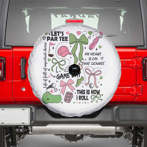 Lets Par-tee Coquette Golf Bows Spare Tire Cover Pink and Green Gear Girls Game Day Golfing Tradition TS02 White Print Your Wear