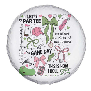 Lets Par-tee Coquette Golf Bows Spare Tire Cover Pink and Green Gear Girls Game Day Golfing Tradition TS02 Print Your Wear