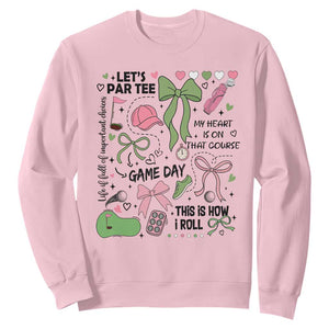 Lets Par-tee Coquette Golf Bows Sweatshirt Pink and Green Gear Girls Game Day Golfing Tradition TS02 Light Pink Print Your Wear