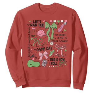 Lets Par-tee Coquette Golf Bows Sweatshirt Pink and Green Gear Girls Game Day Golfing Tradition TS02 Red Print Your Wear