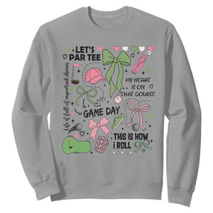 Lets Par-tee Coquette Golf Bows Sweatshirt Pink and Green Gear Girls Game Day Golfing Tradition TS02 Sport Gray Print Your Wear