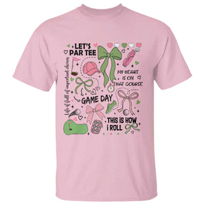 Lets Par-tee Coquette Golf Bows T Shirt Pink and Green Gear Girls Game Day Golfing Tradition TS02 Light Pink Print Your Wear