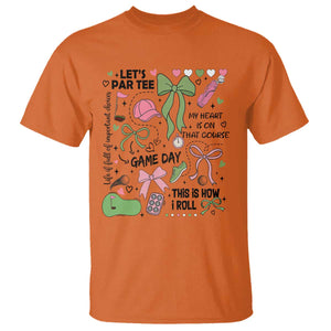 Lets Par-tee Coquette Golf Bows T Shirt Pink and Green Gear Girls Game Day Golfing Tradition TS02 Orange Print Your Wear