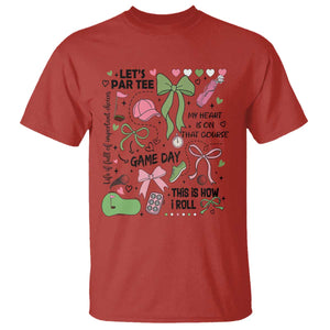 Lets Par-tee Coquette Golf Bows T Shirt Pink and Green Gear Girls Game Day Golfing Tradition TS02 Red Print Your Wear