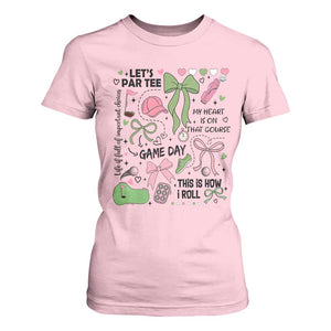 Lets Par-tee Coquette Golf Bows T Shirt For Women Pink and Green Gear Girls Game Day Golfing Tradition TS02 Light Pink Print Your Wear
