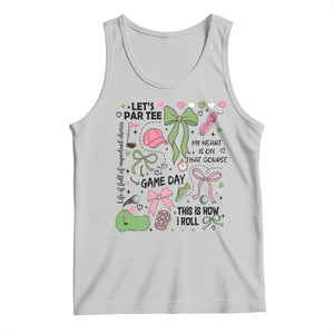 Lets Par-tee Coquette Golf Bows Tank Top Pink and Green Gear Girls Game Day Golfing Tradition TS02 Ash Print Your Wear
