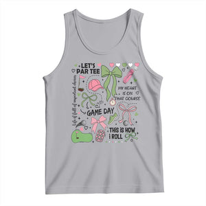 Lets Par-tee Coquette Golf Bows Tank Top Pink and Green Gear Girls Game Day Golfing Tradition TS02 Athletic Heather Print Your Wear